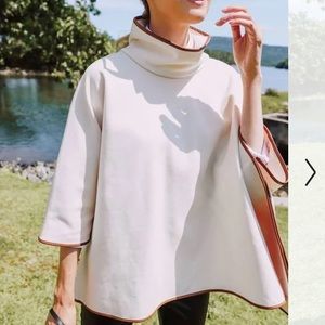 OLIVE GREEN - Tuckernuck Leather Trim Funnel Neck Piper Poncho